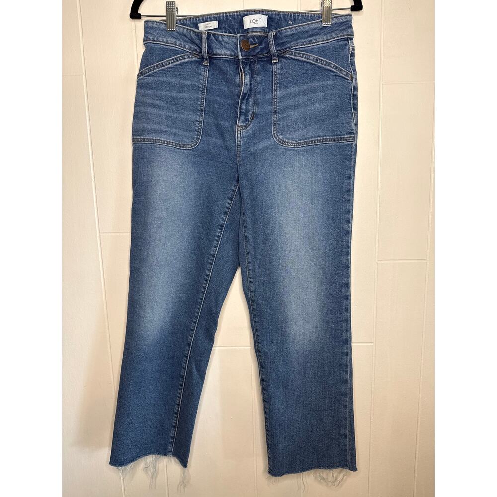 Loft curvy straight jeans cropped square pockets size 6